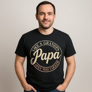 Fruit of the Loom Graphic T Papa Like a Grandpa Only Way Cooler Black M